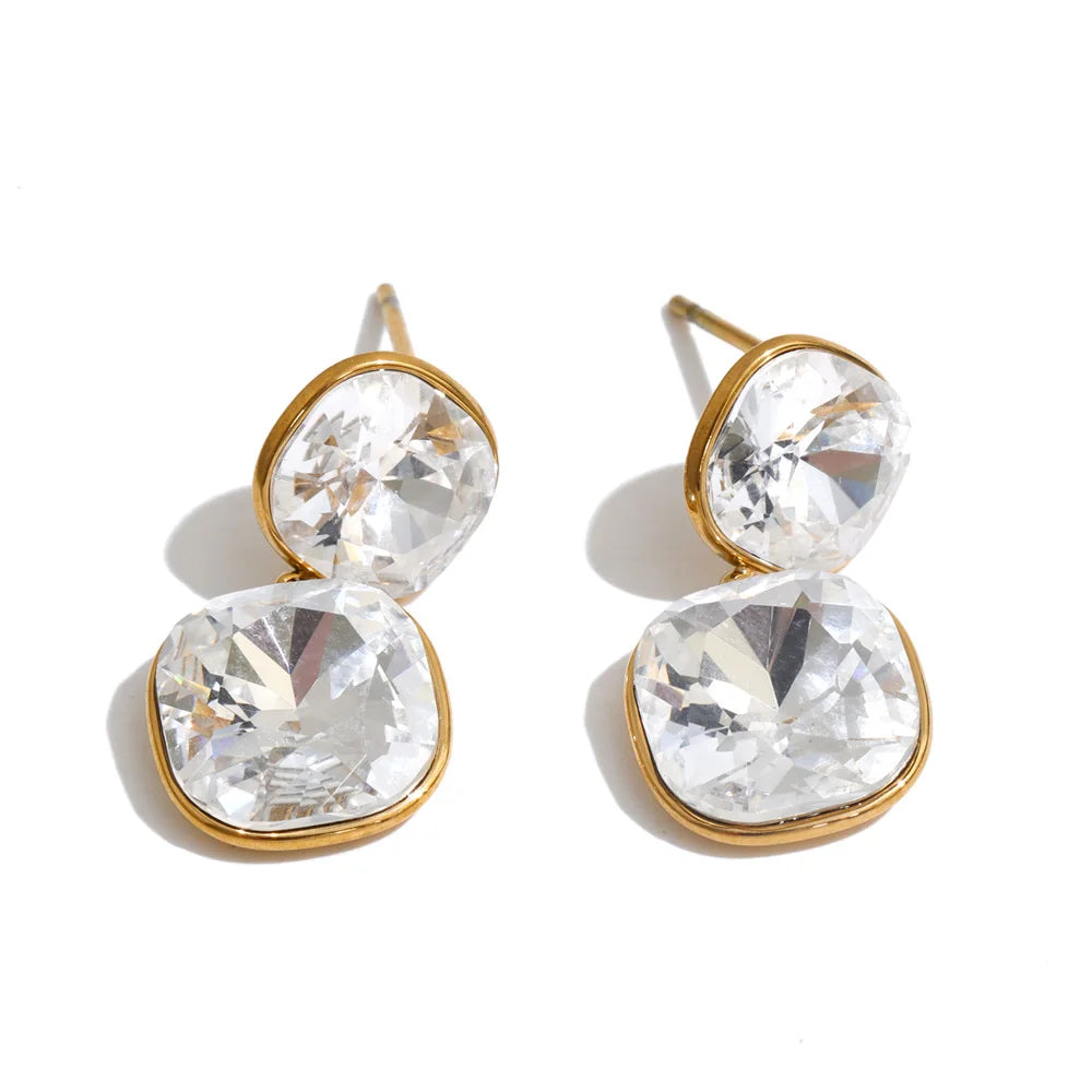 Crystal Square Drop Earrings – waterproof drop earrings by C'Bella Jewelry