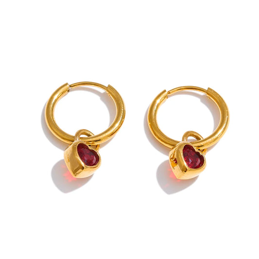 Heart Charm Huggies – waterproof hoop earrings by C'Bella Jewelry