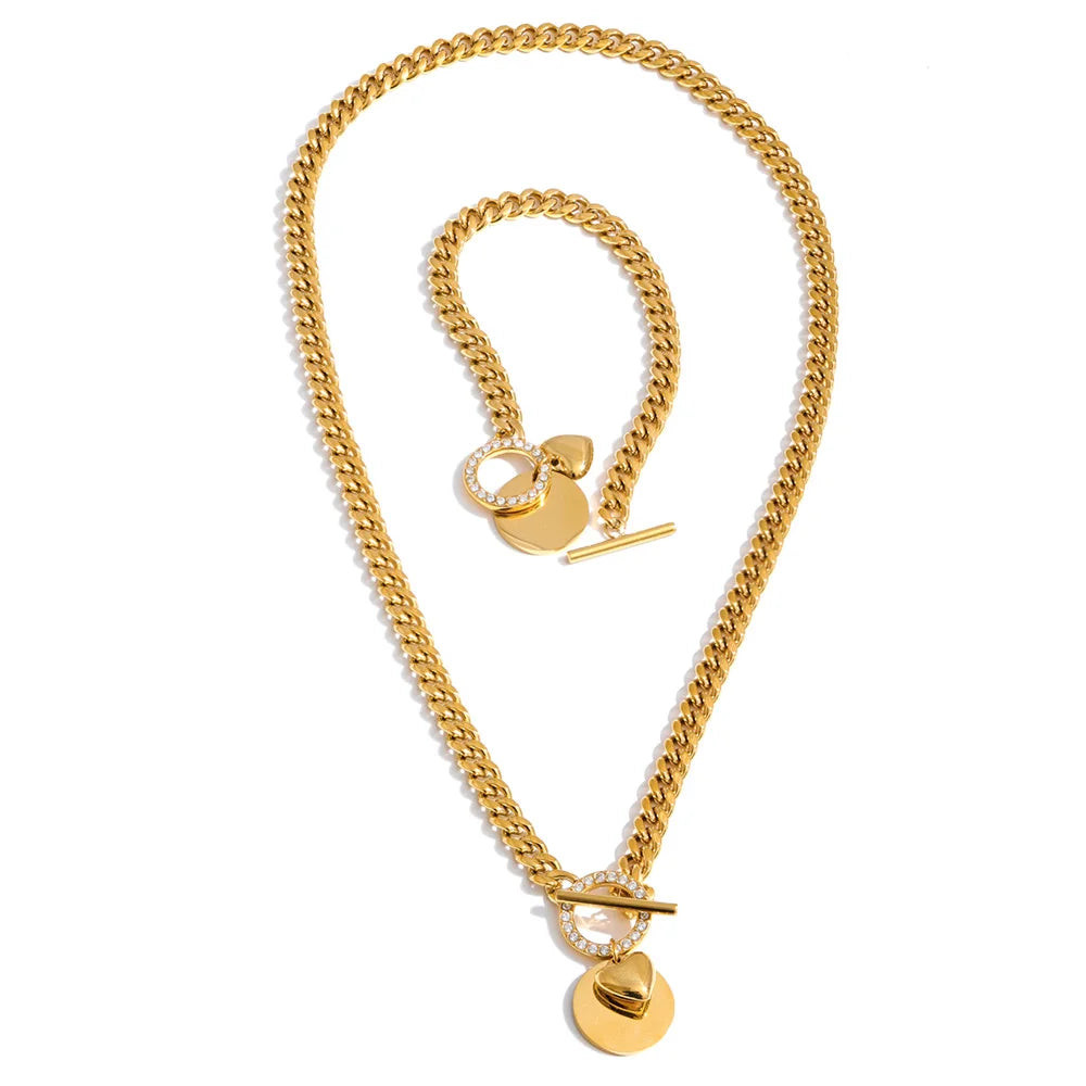 Halo Chunky Chain Set – waterproof necklace and bracelet set by C'Bella Jewelry