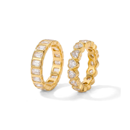Emerald Cut Pavé Ring – waterproof gold ring by C'Bella Jewelry