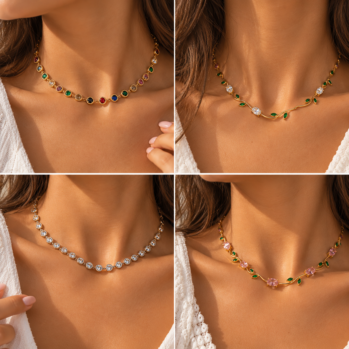 Zircon necklace and bracelet set by C'Bella Jewelry – view 1