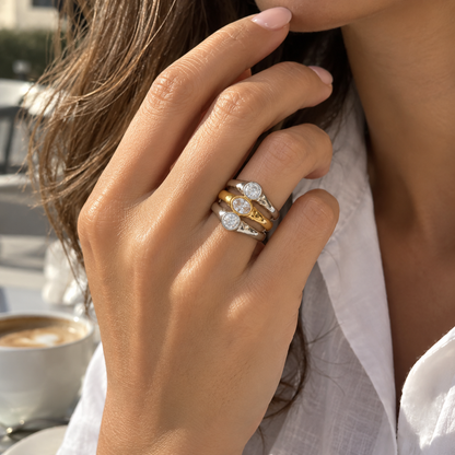 Two Tone Layered Zircon Ring – zircon ring by C'Bella Jewelry