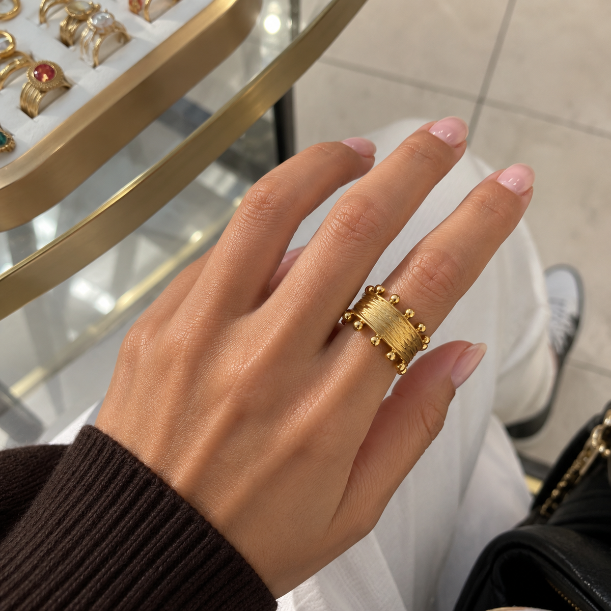Eylul Wide Ring – wide gold ring by C'Bella Jewelry