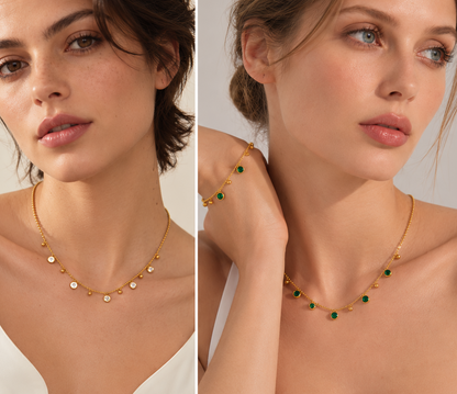 Beaded Zircon Necklace – gold bead necklace by C'Bella Jewelry