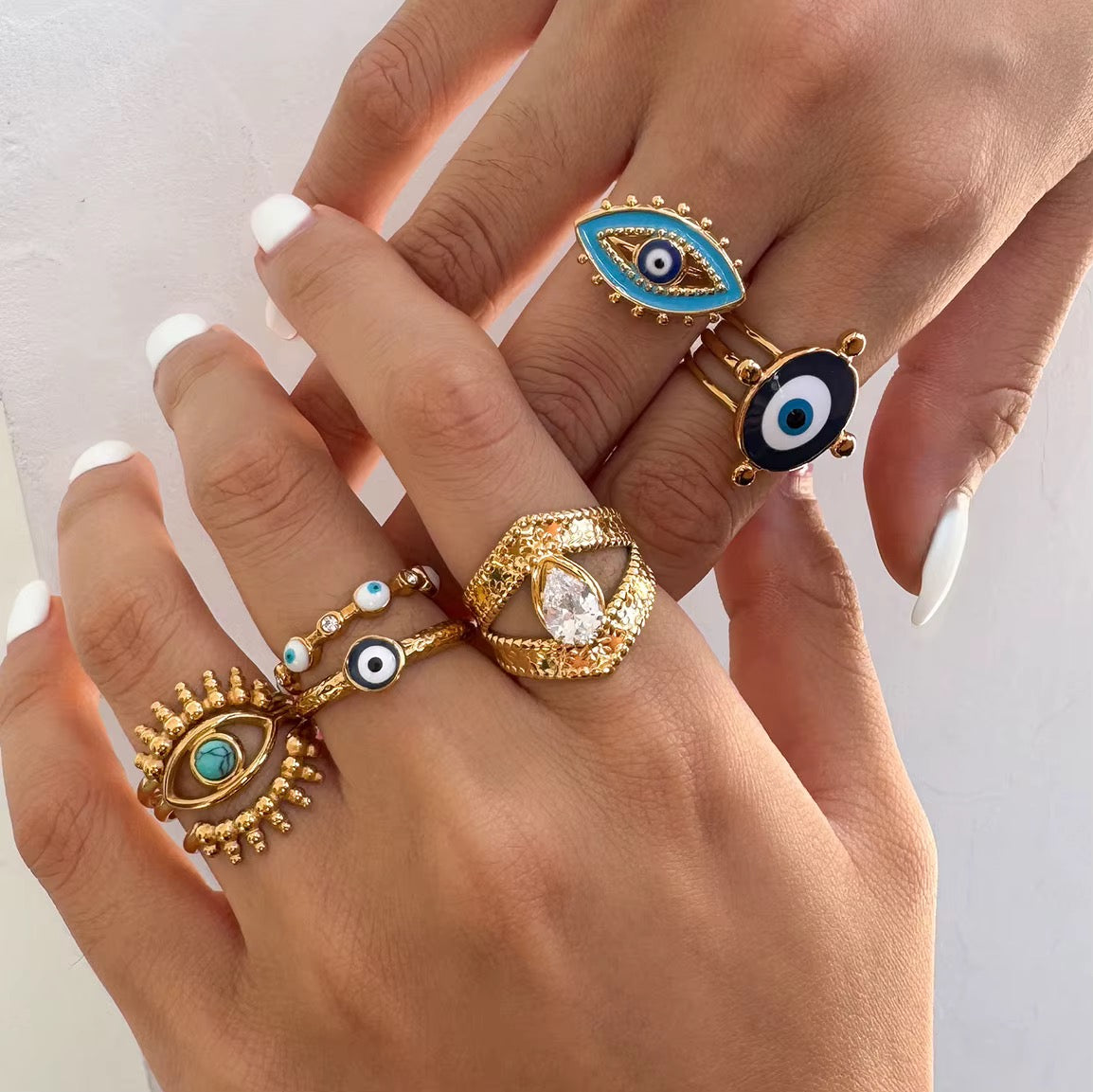Evil Eye Turquoise Ring – detail view by C'Bella Jewelry
