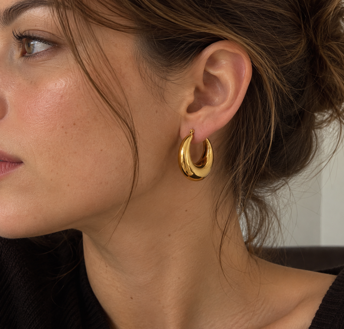 Charmy Chunky Hoop Earrings – view 4 | C'Bella Jewelry