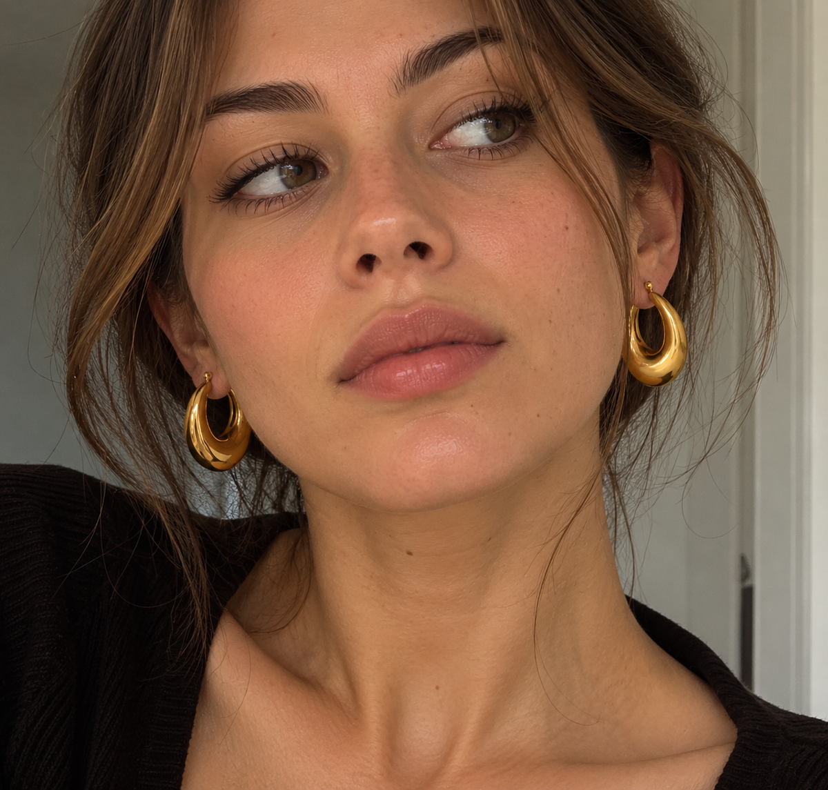 Charmy Chunky Hoop Earrings – view 2 | C'Bella Jewelry