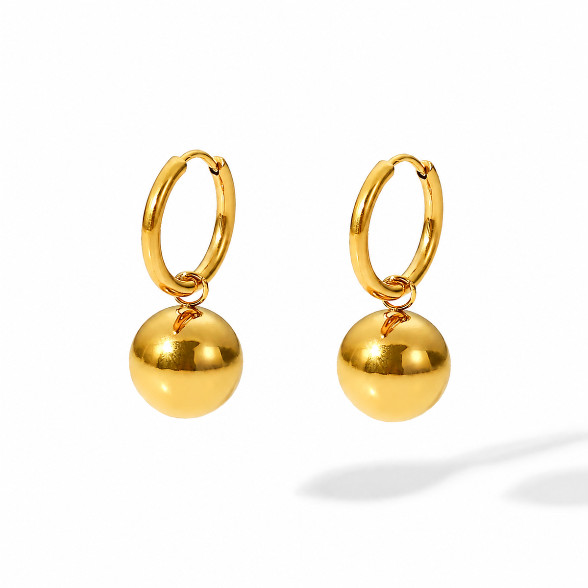 Ball Gold Stud Earrings – waterproof 18K gold plated stainless steel by C'Bella Jewelry
