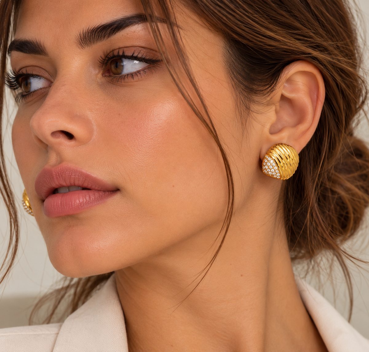 Anton Geometric Square Gold Earrings – view 2 | C'Bella Jewelry
