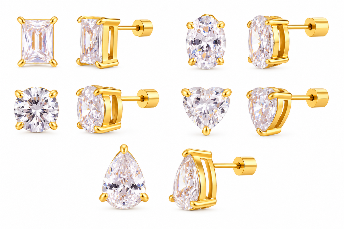 Solitaire Zircon Stud – Emerald