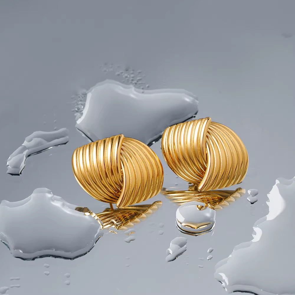 Staggered Stripe Stud Earrings – view 4 | C'Bella Jewelry