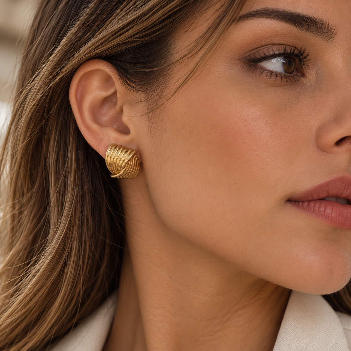 Staggered Stripe Stud Earrings – view 2 | C'Bella Jewelry