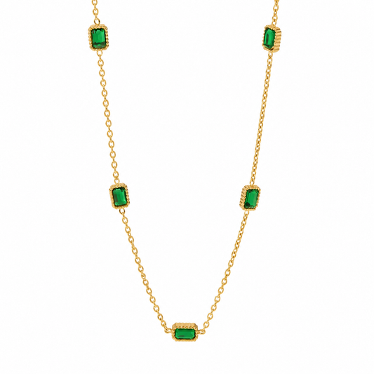 Colombia Green Stone Gold Necklace