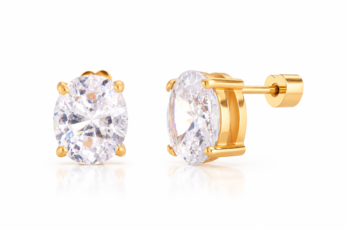 Solitaire Zircon Stud – Oval