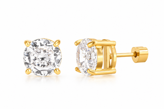Solitaire Zircon Stud Earrings – Round by C'Bella Jewelry