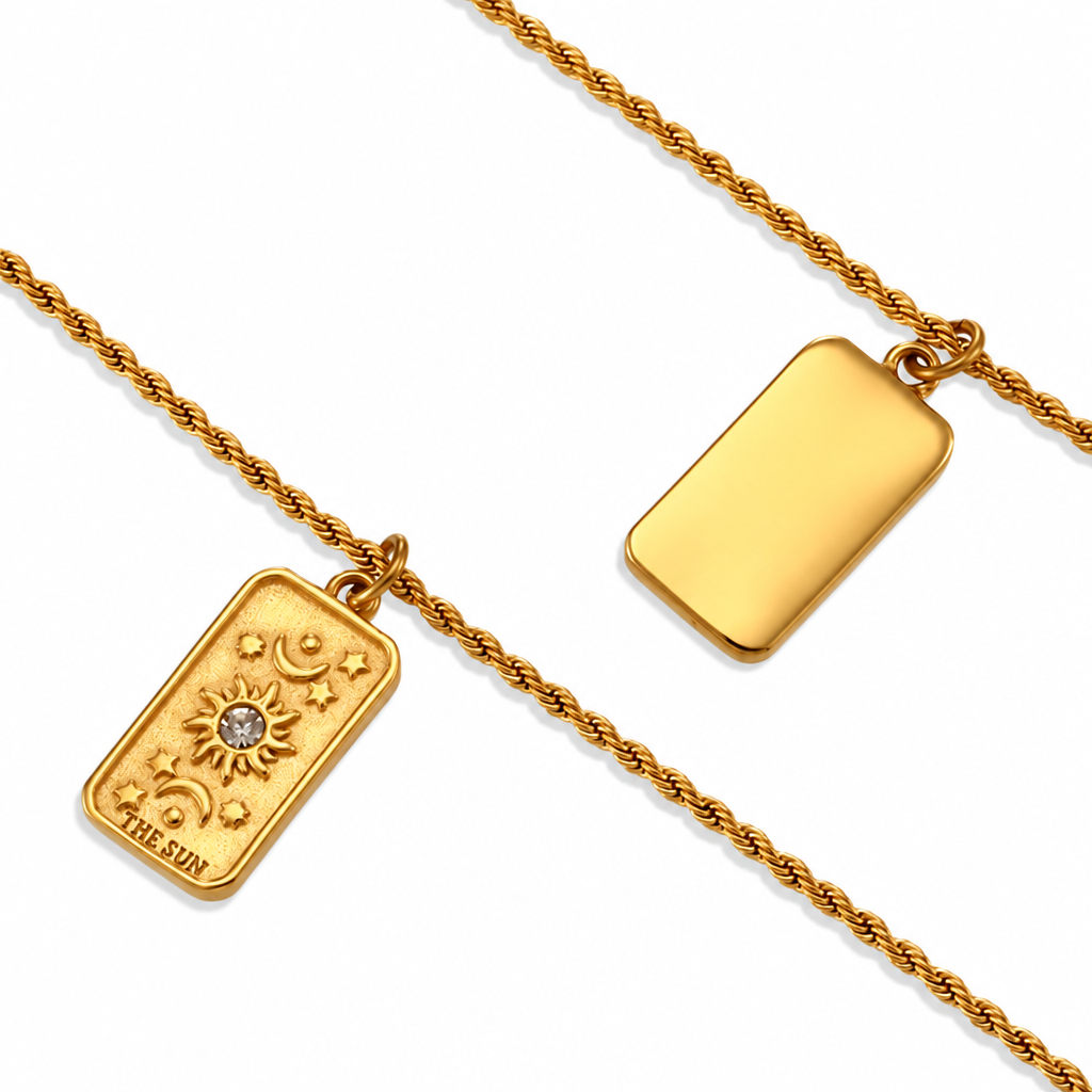 Tarot pendant front and back on white background