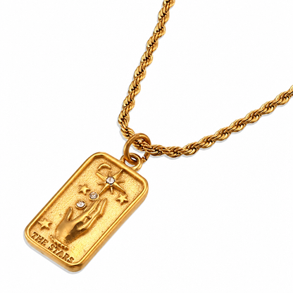 The Stars tarot pendant close-up on white background
